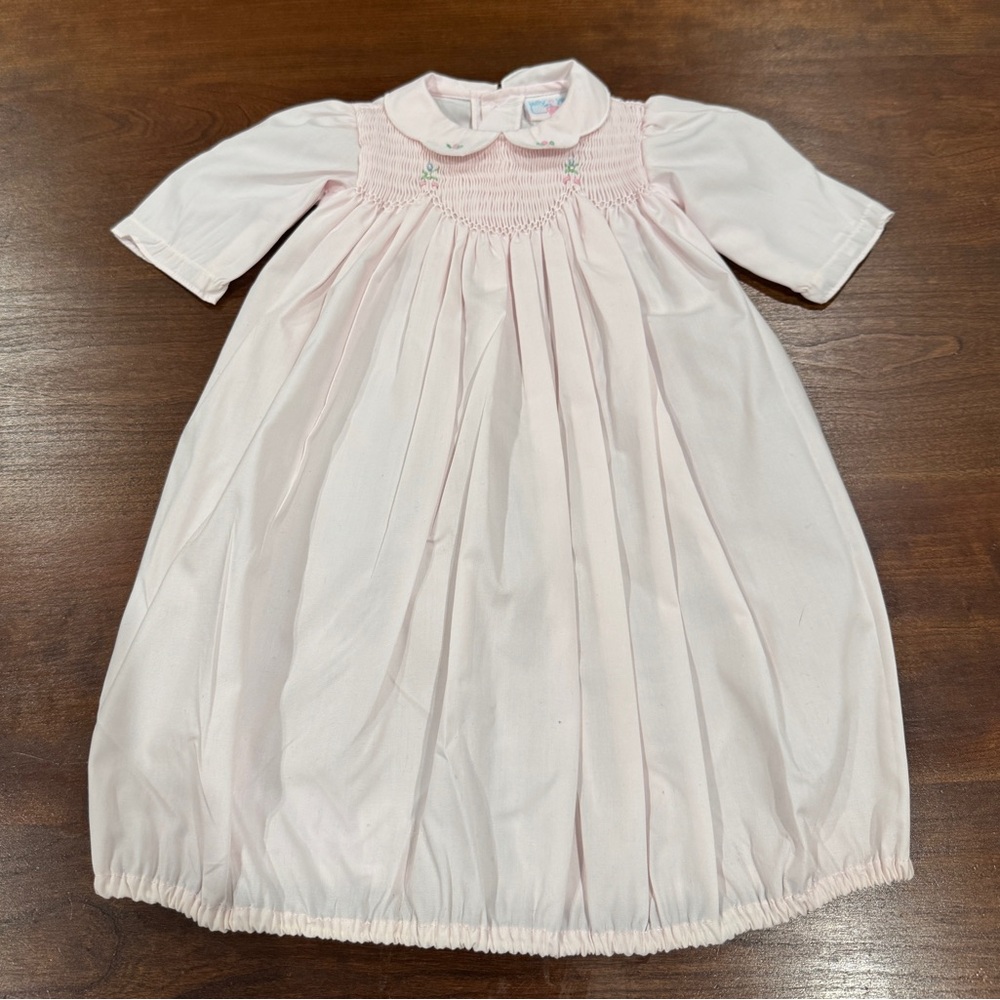 Jelly ‘n Jam Smocked Pink Baby Dress with Peter Pan Collar 6 mo.